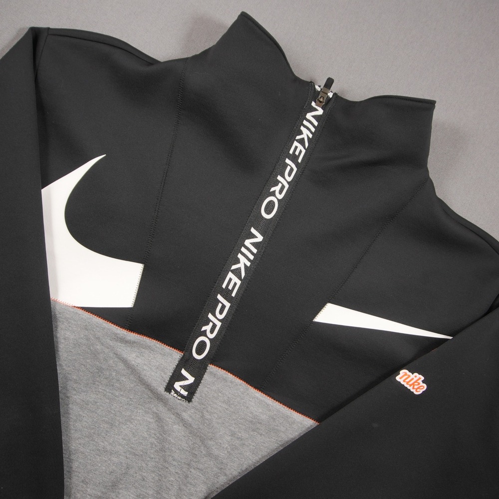 Nike Pro Colorblock 1/4 Zip Oversized Swoosh Women Pullover 2X CT0549-010